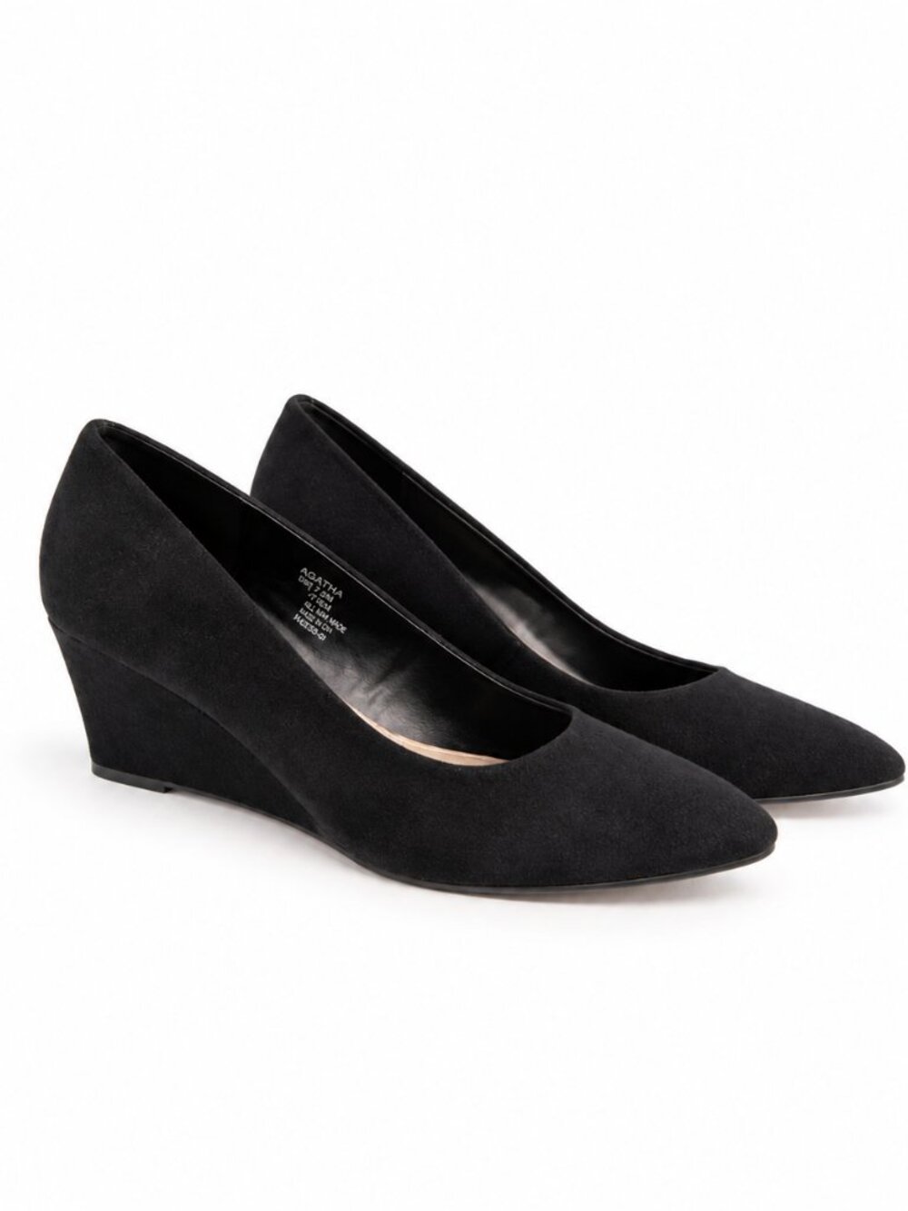 Simply Styled Agatha Wedge Pumps Womens 7.5 Black Faux Suede Pointed Toe